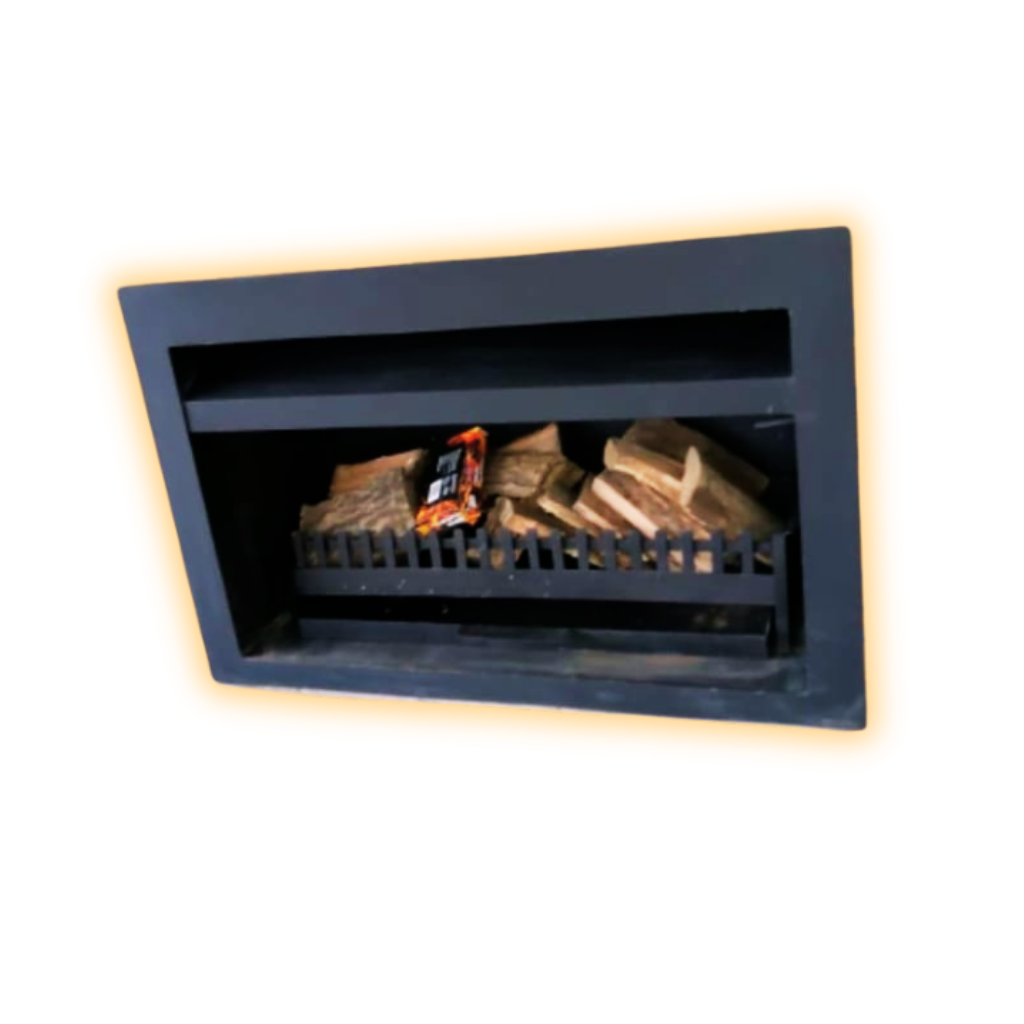 Modern wall-mounted fireplace